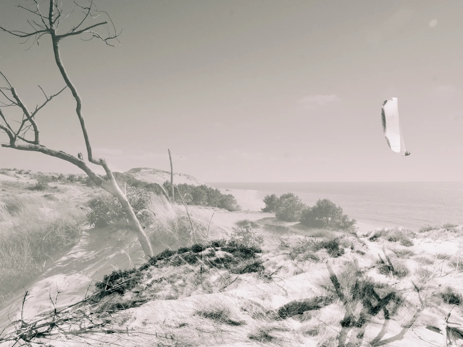 Parapente, double exposure by Capucine Frecciani, Bassin d'Arcachon series