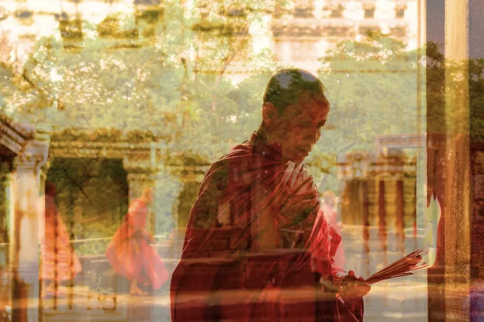L'Encens, double exposure by Capucine Frecciani, Cambodia series