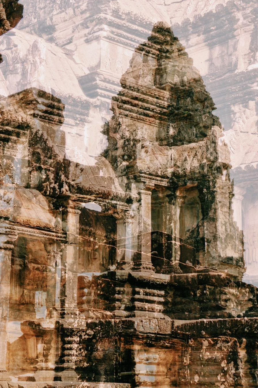 Tours d'Angkor, double exposure by Capucine Frecciani, Cambodia series