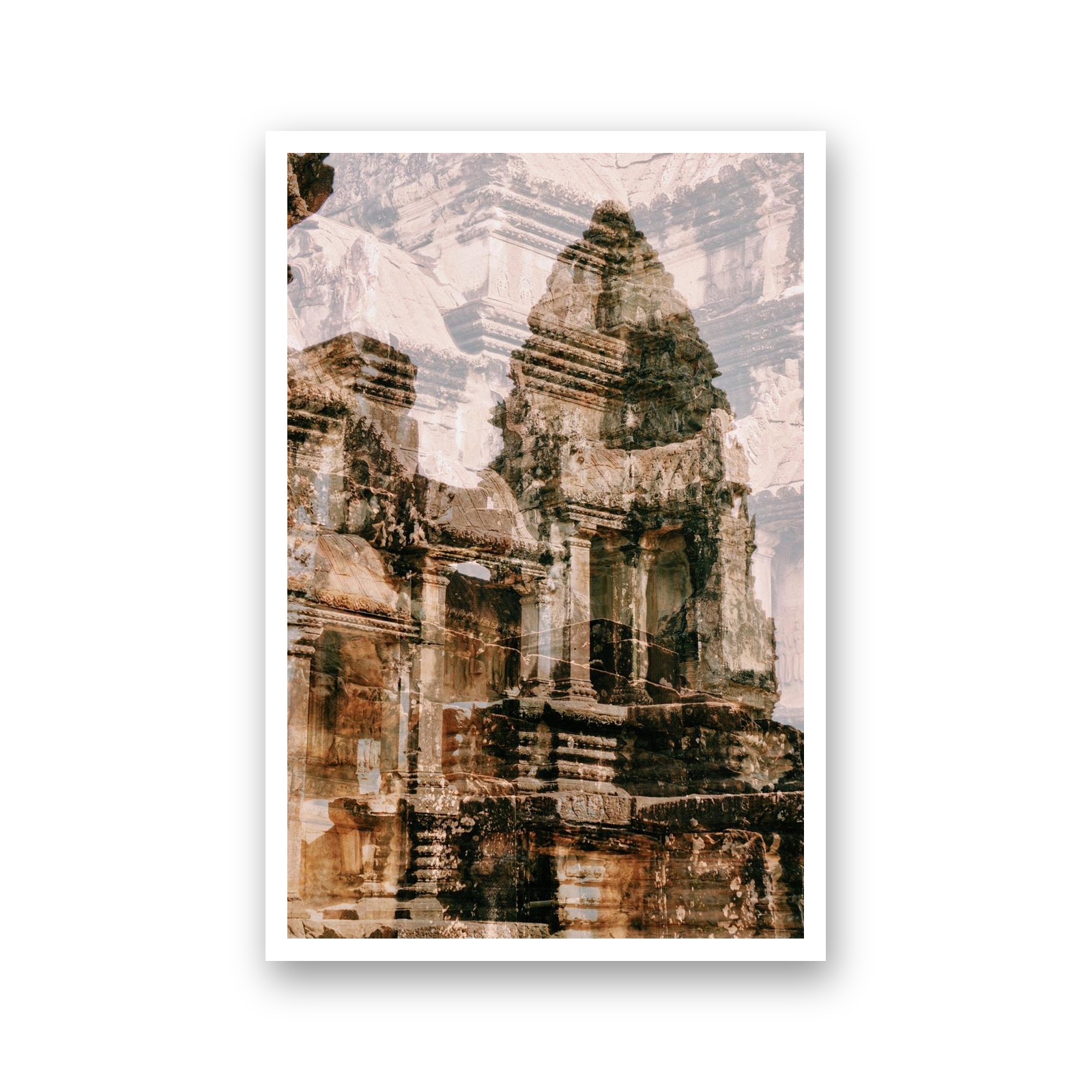 Tours sculptées du temple démultipliées en surimpression